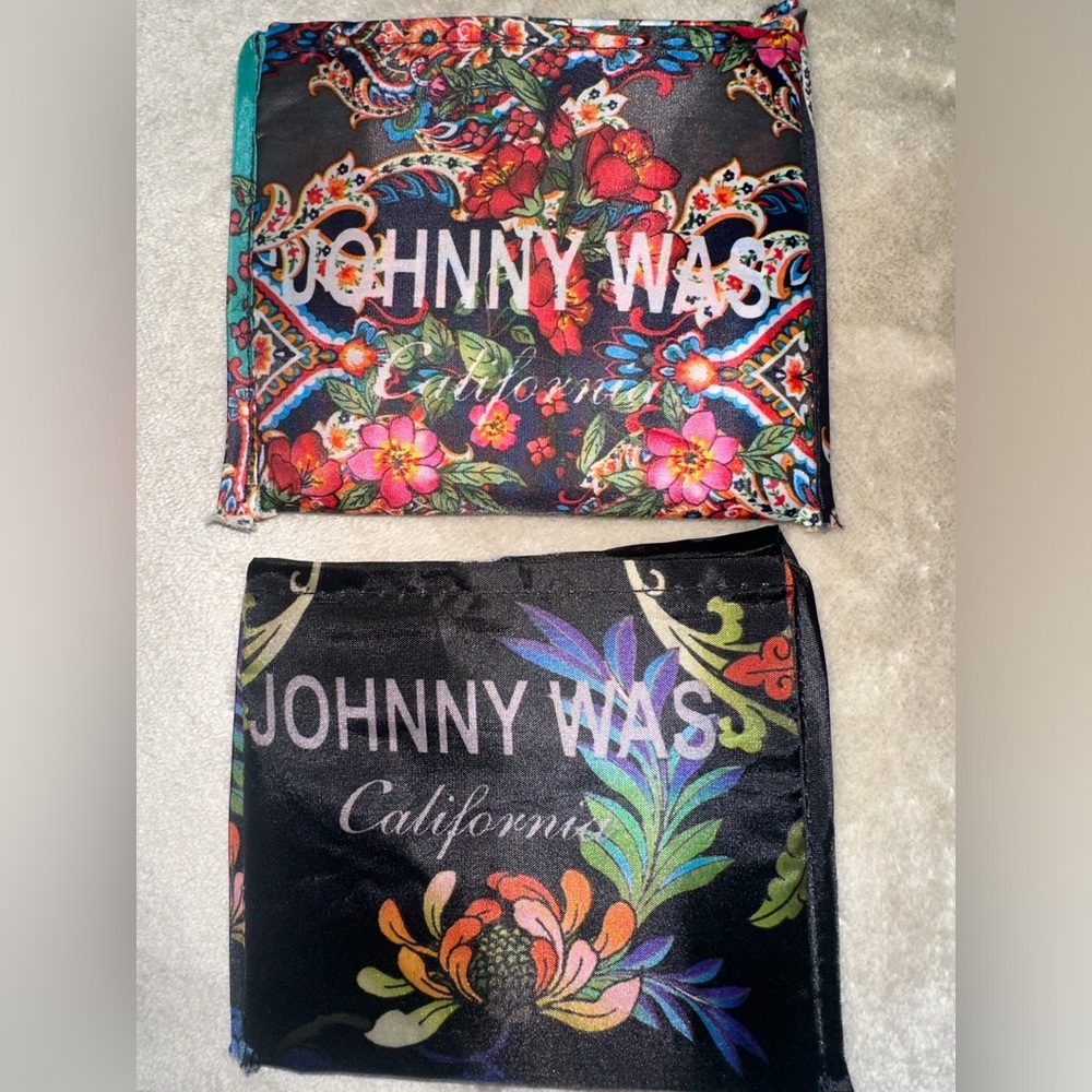 Johnny Was Black Floral Shopper Tote Bags Set